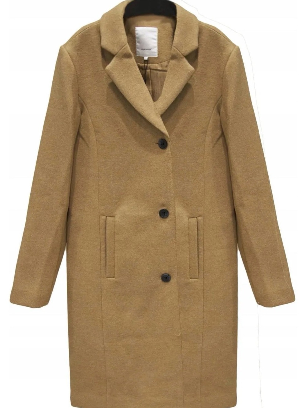Soyaconcept Camel Wool Blend Pea Coat Tailored Fall Jacket Size S